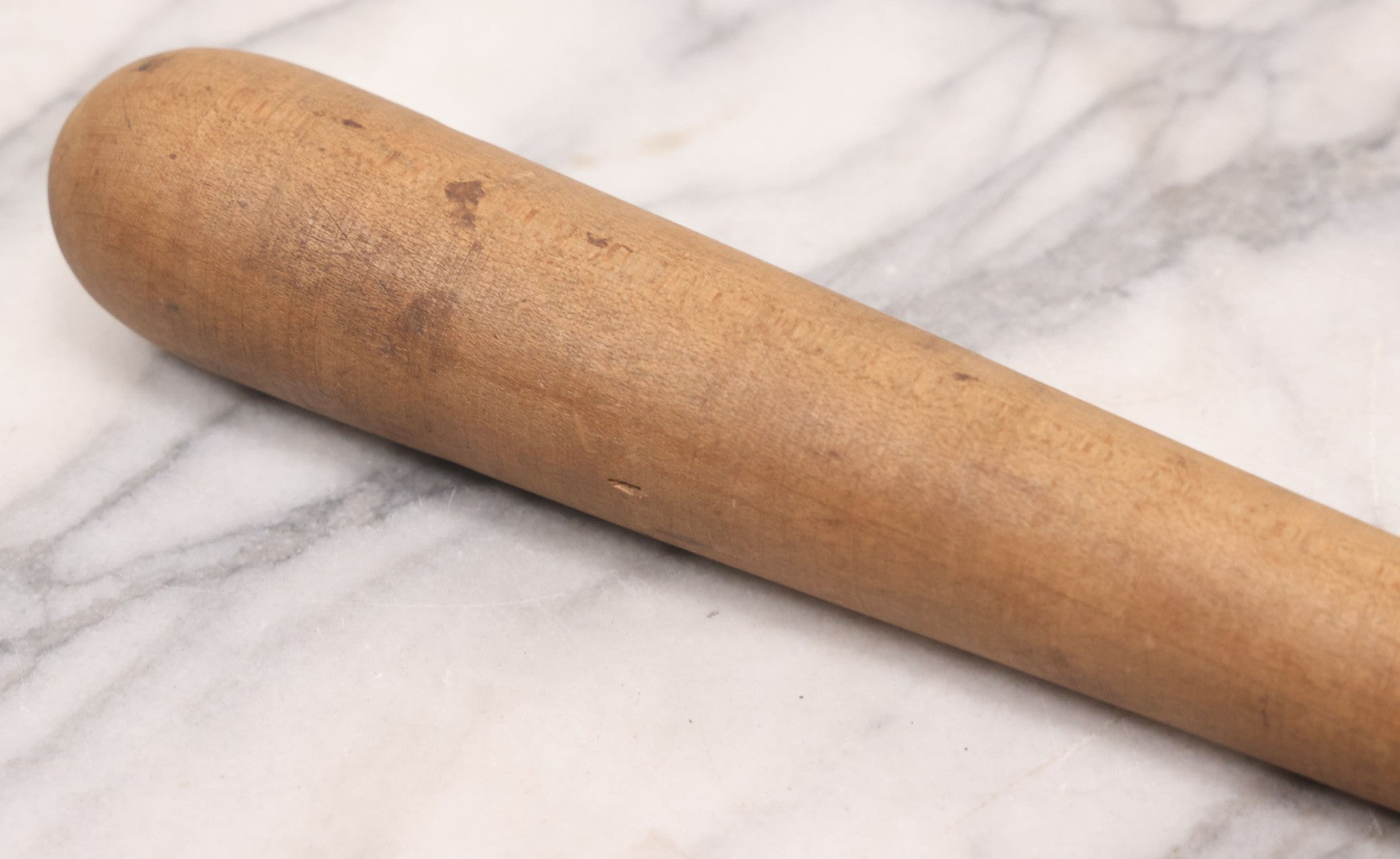 Lot 023 - Antique Nautical Wooden Fid, Tapered Stick With Sharp End And Rounded Ball End, Used For Nets And Knots On Ships, 17-3/4" Length