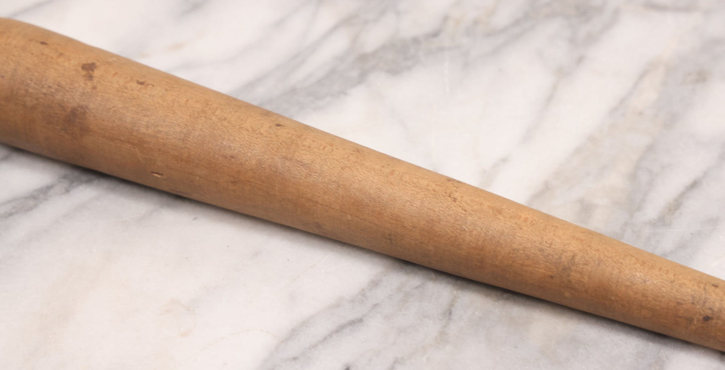 Lot 023 - Antique Nautical Wooden Fid, Tapered Stick With Sharp End And Rounded Ball End, Used For Nets And Knots On Ships, 17-3/4" Length