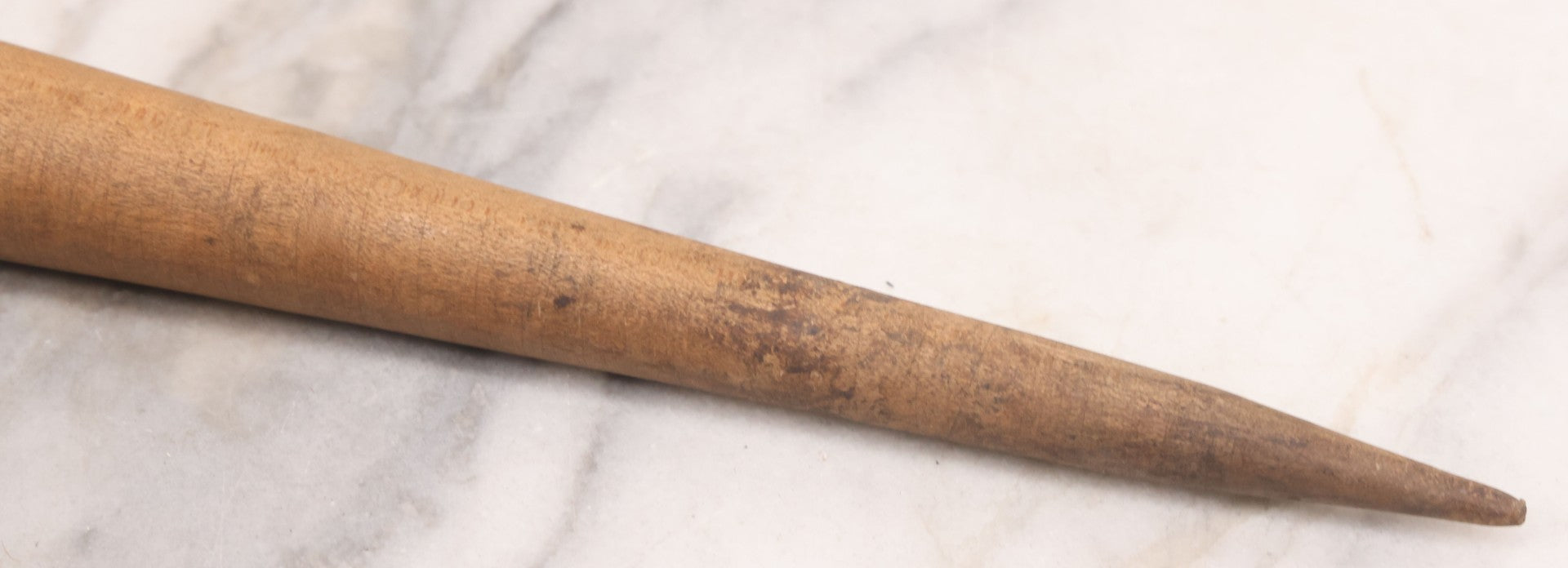 Lot 023 - Antique Nautical Wooden Fid, Tapered Stick With Sharp End And Rounded Ball End, Used For Nets And Knots On Ships, 17-3/4" Length