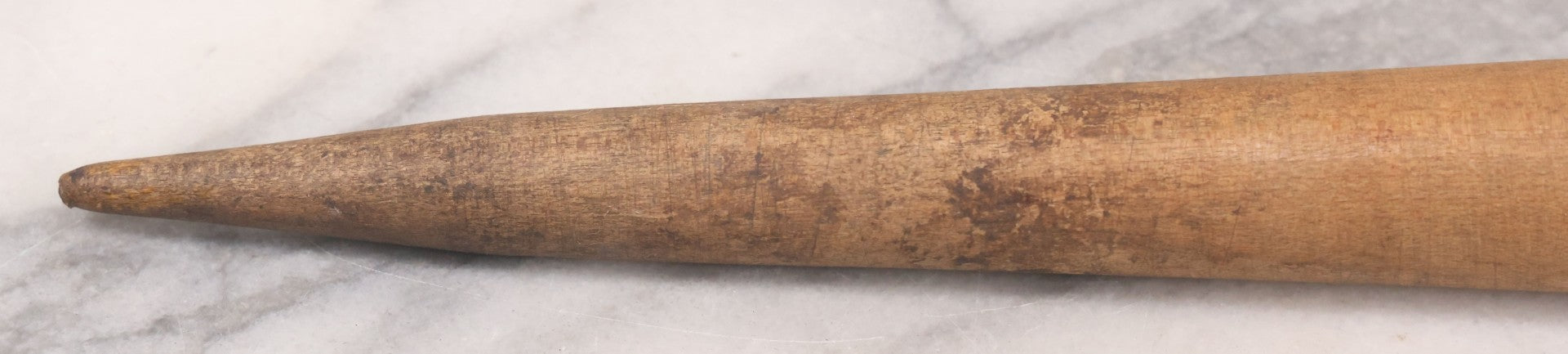 Lot 023 - Antique Nautical Wooden Fid, Tapered Stick With Sharp End And Rounded Ball End, Used For Nets And Knots On Ships, 17-3/4" Length