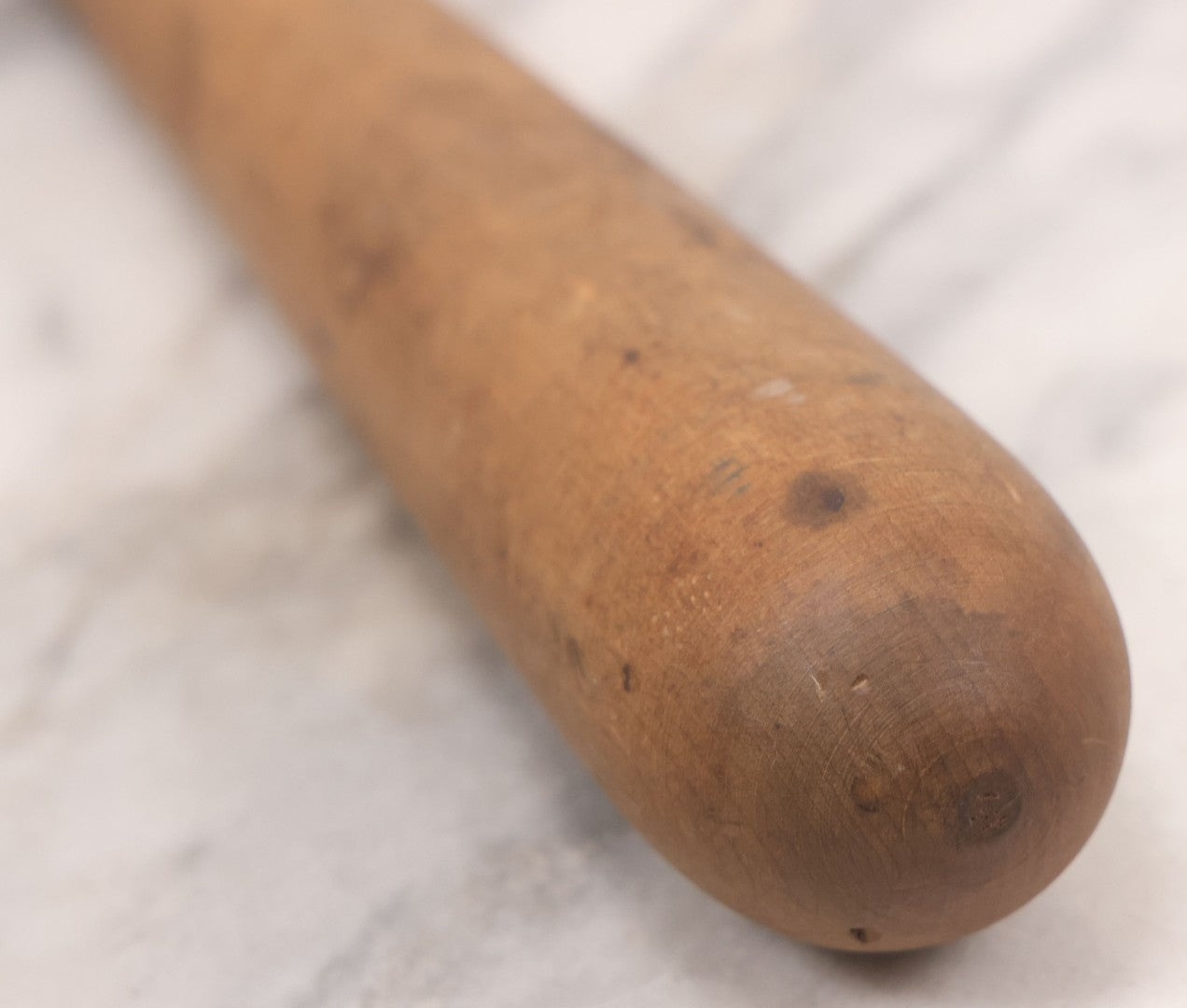 Lot 023 - Antique Nautical Wooden Fid, Tapered Stick With Sharp End And Rounded Ball End, Used For Nets And Knots On Ships, 17-3/4" Length
