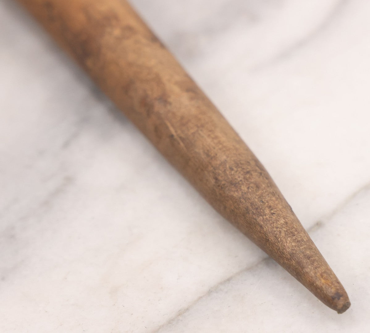 Lot 023 - Antique Nautical Wooden Fid, Tapered Stick With Sharp End And Rounded Ball End, Used For Nets And Knots On Ships, 17-3/4" Length