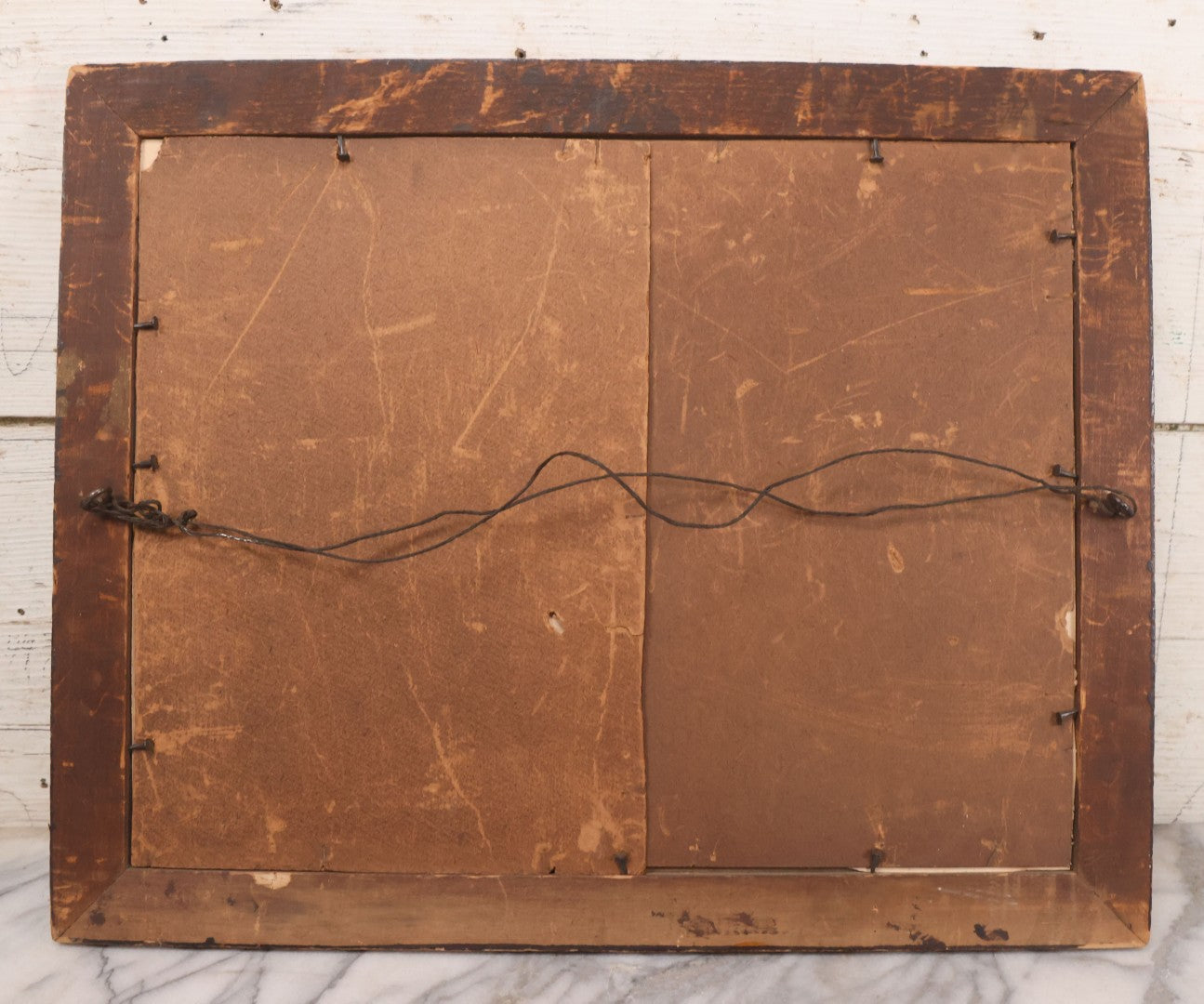 Lot 025 - Antique Pastel Painting Of Lake Cabin Winter Night Scene With Moon, Bare Trees And Bridge, In Original Ornate Gesso Frame, Signed B.J.G., 19-1/2" x 15-5/8"