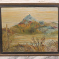 Lot 026 - Antique Oil On Wood Panel Landscape Mountain Scene With Fall Foliage, Pond, In Frame, 16-5/8" x 13-5/8"