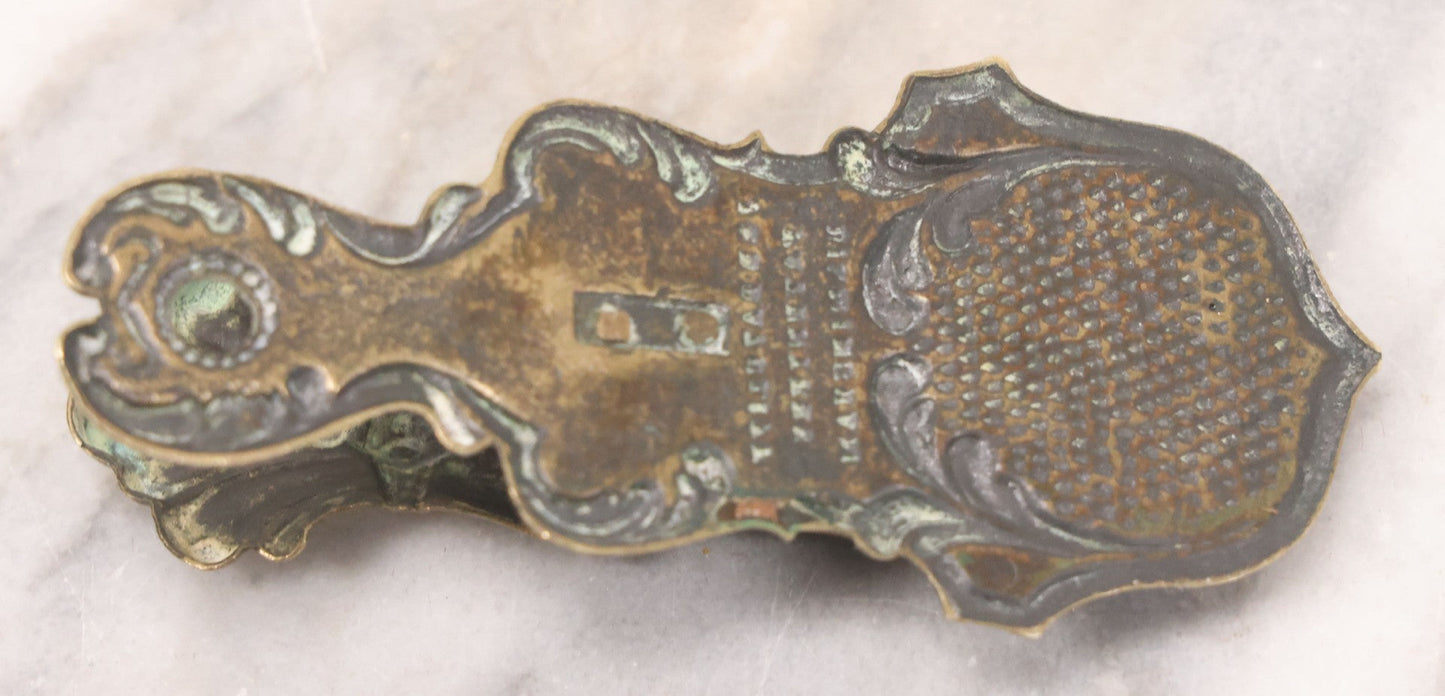 Lot 028 - Antique Victorian Pressed Brass Hand Paper Clip Manufactured By J&B Ratcliffe, Patentees, Birmingham, England, 4" Height