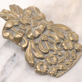 Lot 030 - Antique Victorian Pressed Brass Paperclip With Bow And Flower Bouquet Motifs, Illegible Manufacturer's Mark, 3-3/8" Height