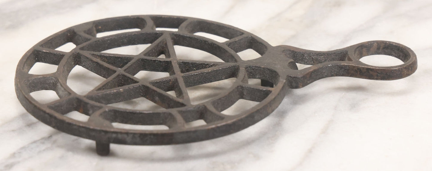 Lot 041 - Vintage Cast Iron Pentagram Metal Trivet With Three Feet