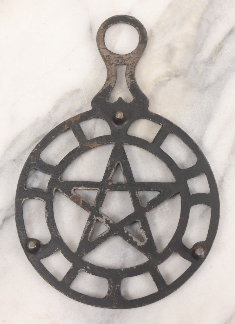Lot 041 - Vintage Cast Iron Pentagram Metal Trivet With Three Feet