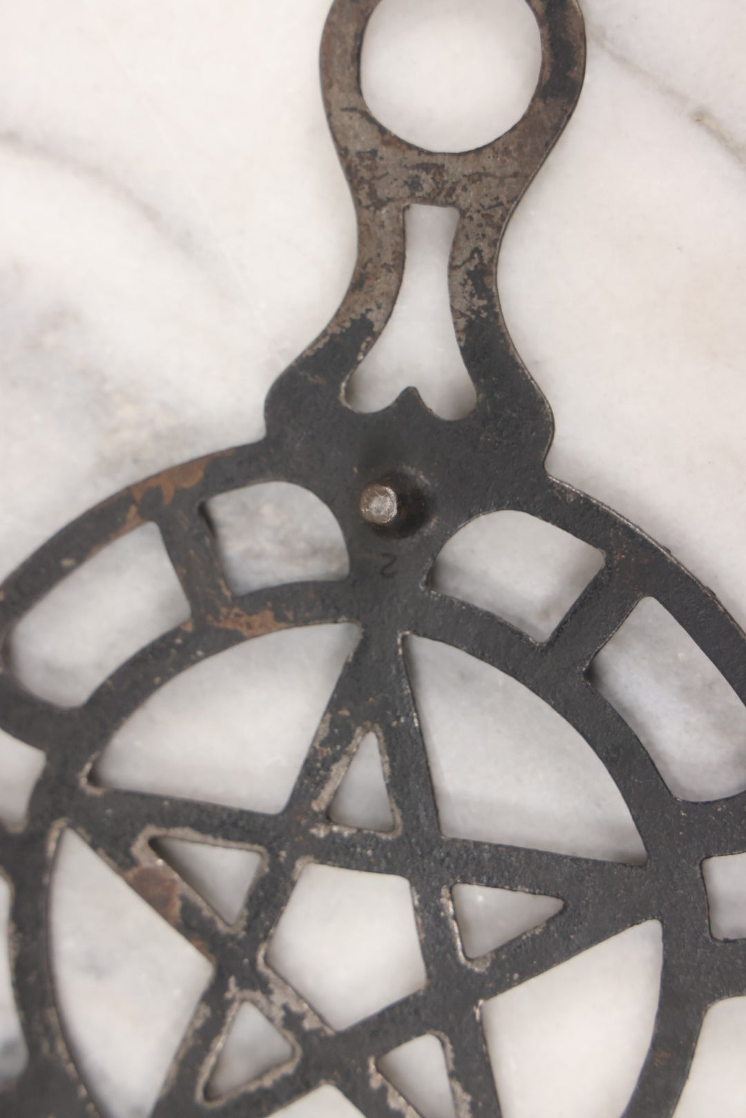 Lot 041 - Vintage Cast Iron Pentagram Metal Trivet With Three Feet
