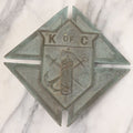 Lot 042 - Vintage Cast Bronze Knights Of Columbus "K Of C" Grave Marker Plaque With Sword, Anchor, And Battle Axe Motif, Original Patina