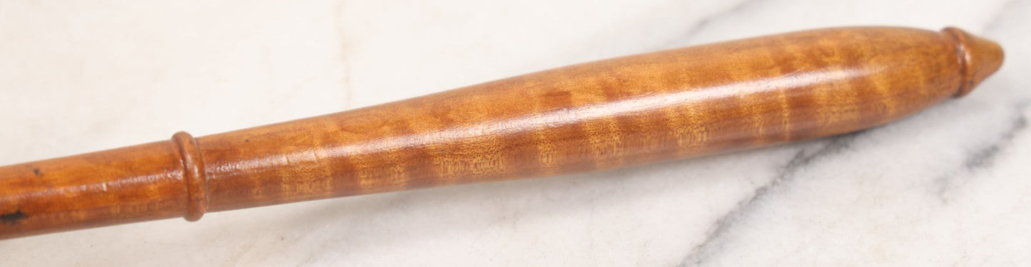 Lot 043 - Vintage Tiger Maple Masonic Gavel Hammer With Engraved Badge, "Mount Moriah A.F. & A.M., Albert K. Courmier, 1945, Master, 1946"