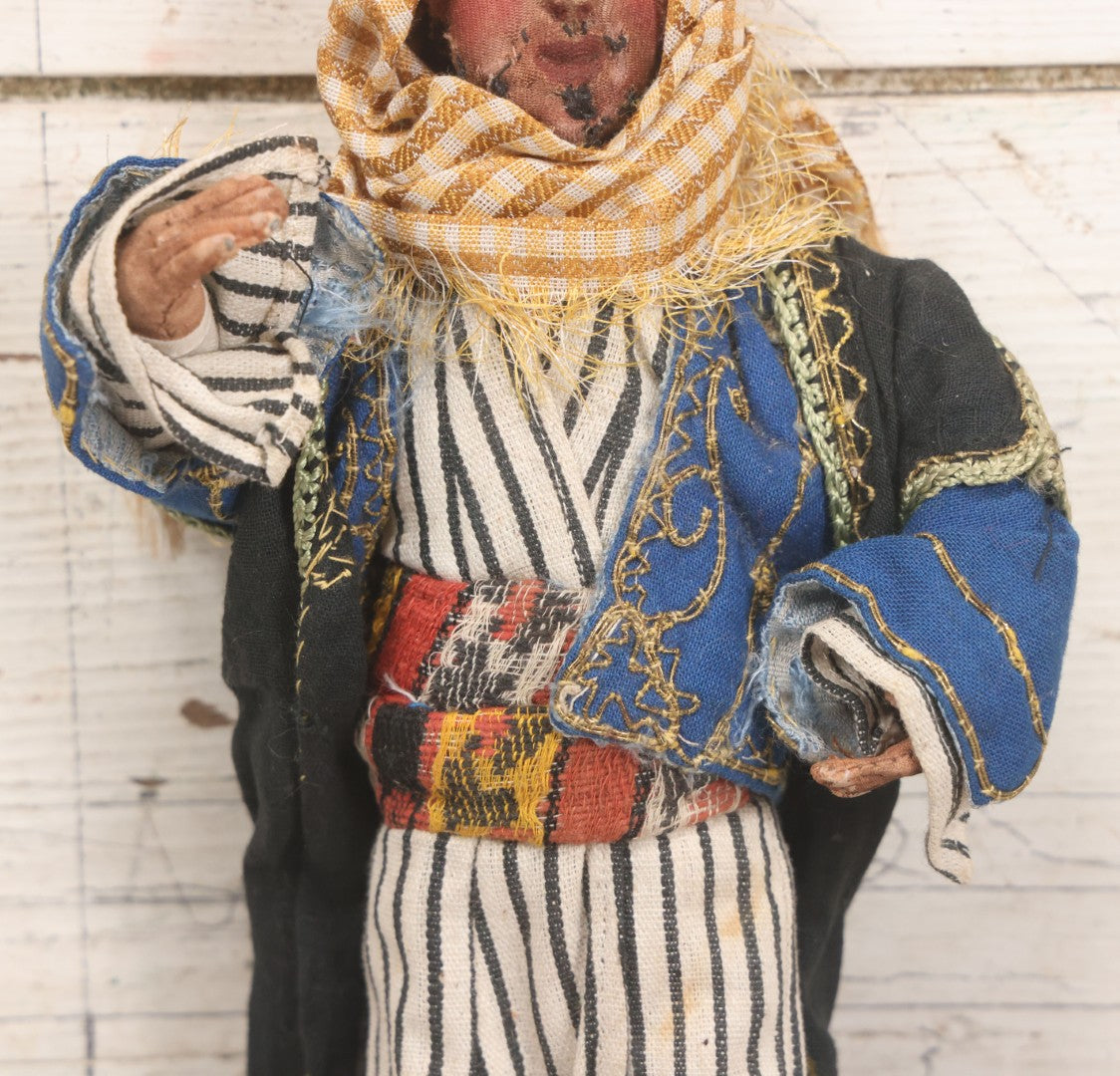 Lot 046 - Vintage Hand Made Doll Of Arab Man, Tag Identifies As From Baghdad, Iraq, From The Collection Of Mrs. H. Shailer Dow, 10-1/4"