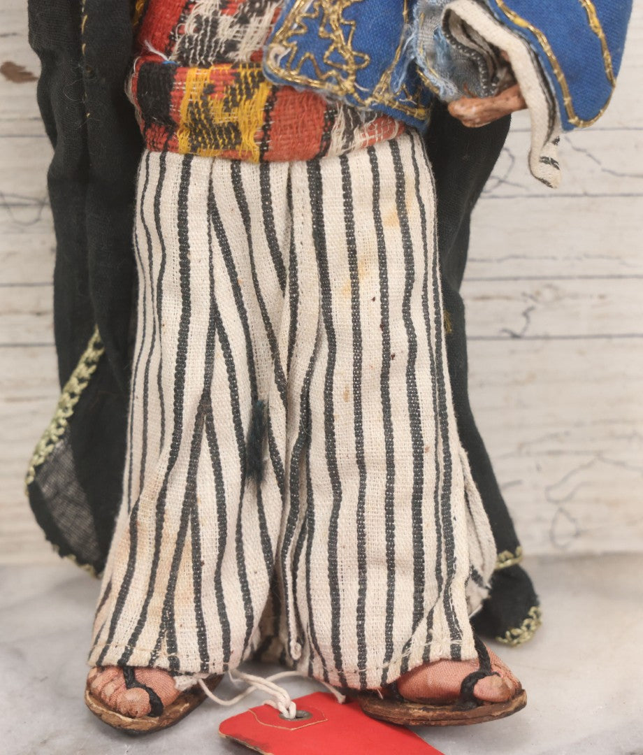 Lot 046 - Vintage Hand Made Doll Of Arab Man, Tag Identifies As From Baghdad, Iraq, From The Collection Of Mrs. H. Shailer Dow, 10-1/4"