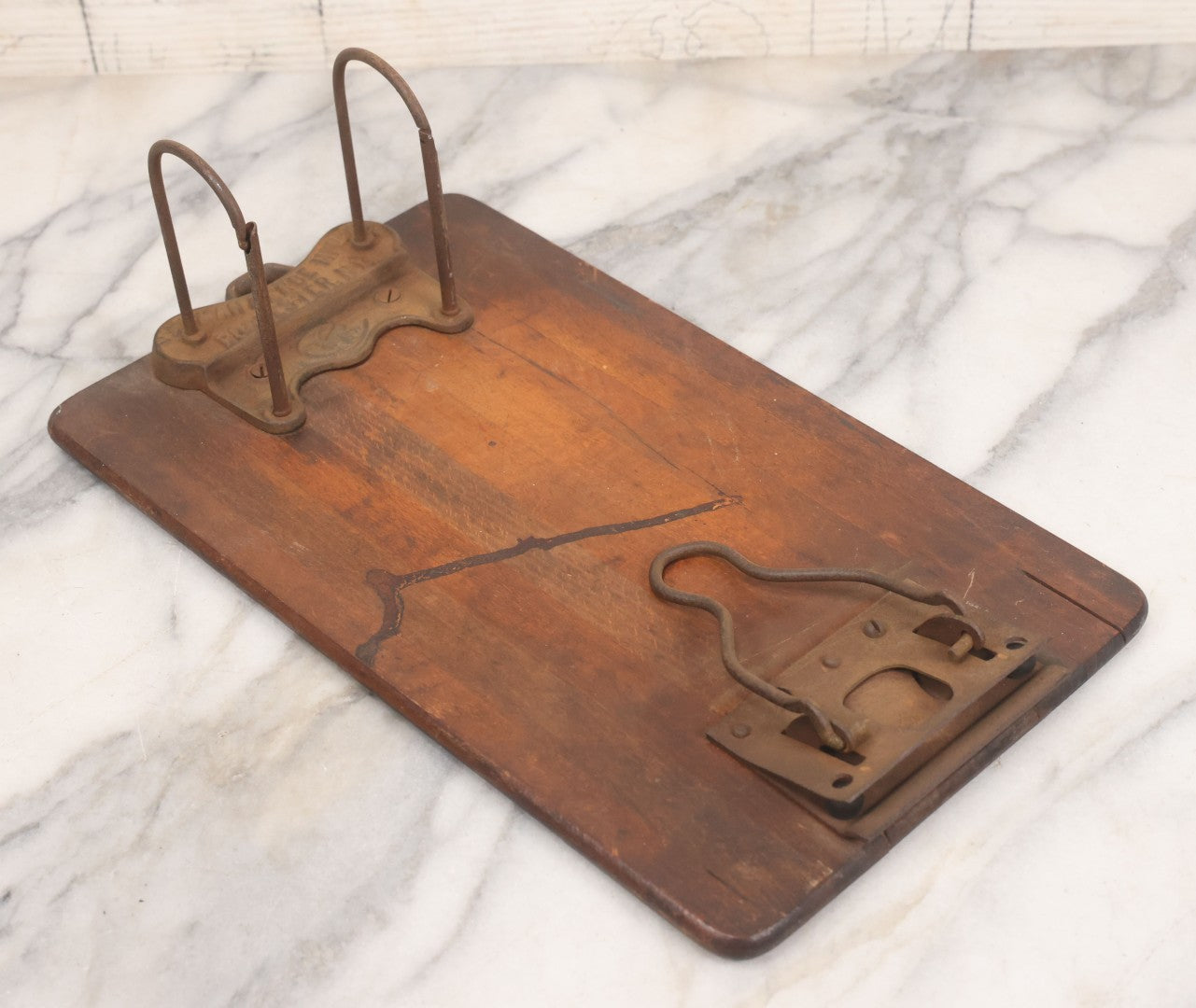 Lot 047 - Antique Wood And Iron "Y And E" Clipboard With Original Patina, Manufactured By Yawman And Erbe Mfg. Co., Rochester, New York