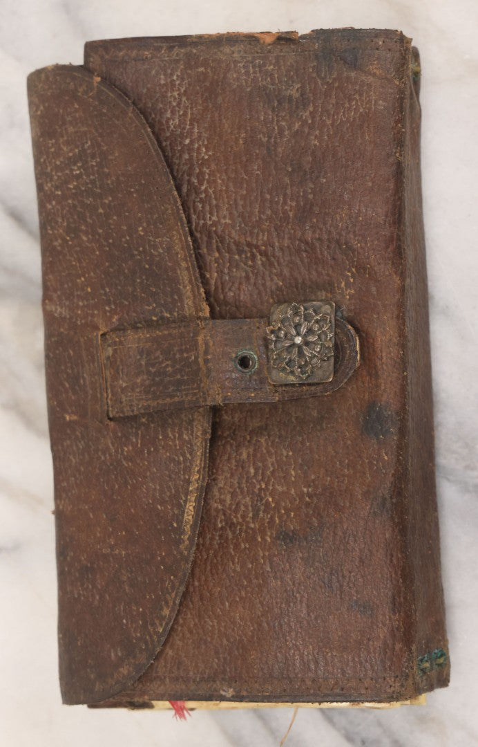 Lot 050 - Antique Leather Fly Fisherman's Wallet Book With Celluloid Pages, Many Fly Fishing Lures, Some Marked "Playfair's, Made In Scotland," Note Flies Have Varying Degrees Of Ware, Losses, As Found