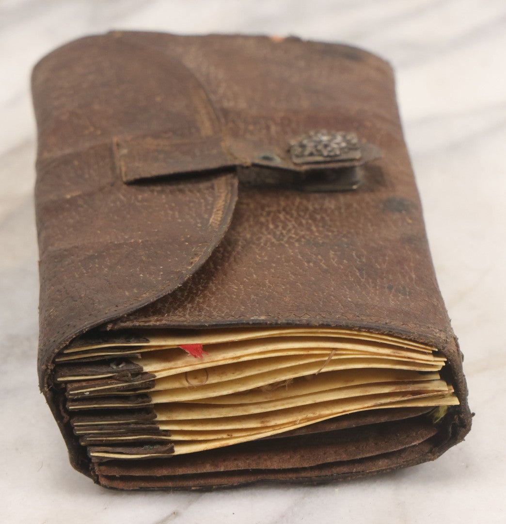 Lot 050 - Antique Leather Fly Fisherman's Wallet Book With Celluloid Pages, Many Fly Fishing Lures, Some Marked "Playfair's, Made In Scotland," Note Flies Have Varying Degrees Of Ware, Losses, As Found