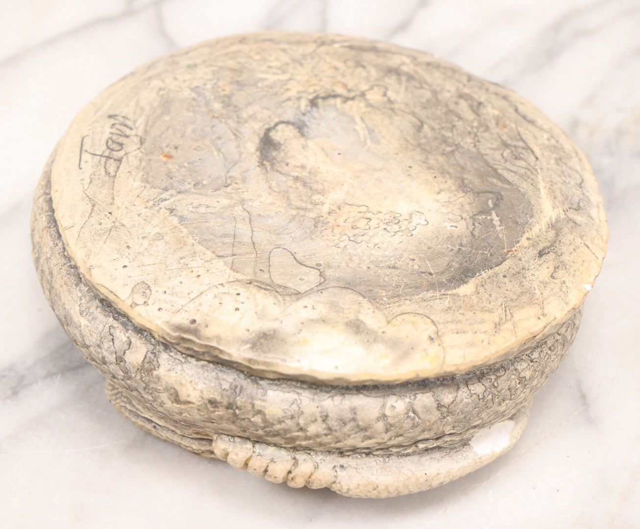 Lot 064 - Pair Of Vintage Snake Novelties Including Chalkware Snake Ashtray Decoy And Jointed Folk Art Snake Toy