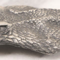 Lot 065 - Vintage Pewter Snake Head Novelty Belt Buckle With Fangs, Marked "Fine Pewter," Copyright Vinegarroon, 1977