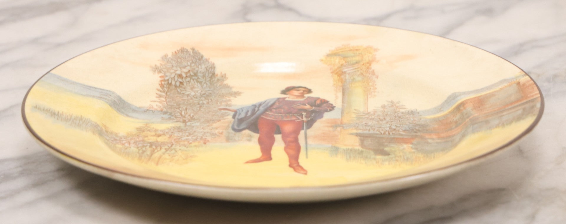 Lot 072 - Antique Transferware "Romeo" Plate With Image Of Romeo Of Shakespeare's "Romeo And Juliet," Manufactured By Royal Doulton, Made In England, 8-1/2" Diameter