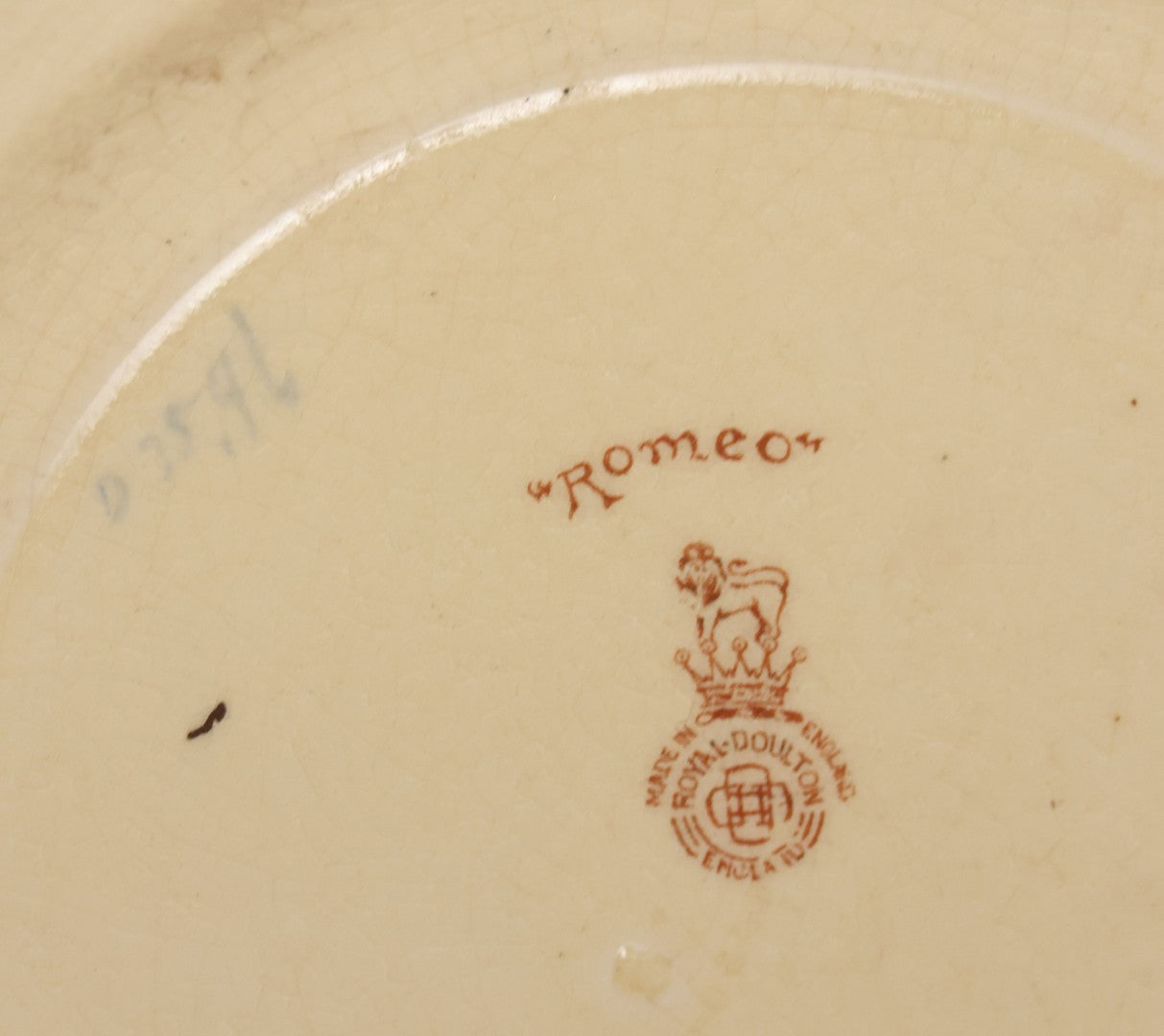 Lot 072 - Antique Transferware "Romeo" Plate With Image Of Romeo Of Shakespeare's "Romeo And Juliet," Manufactured By Royal Doulton, Made In England, 8-1/2" Diameter