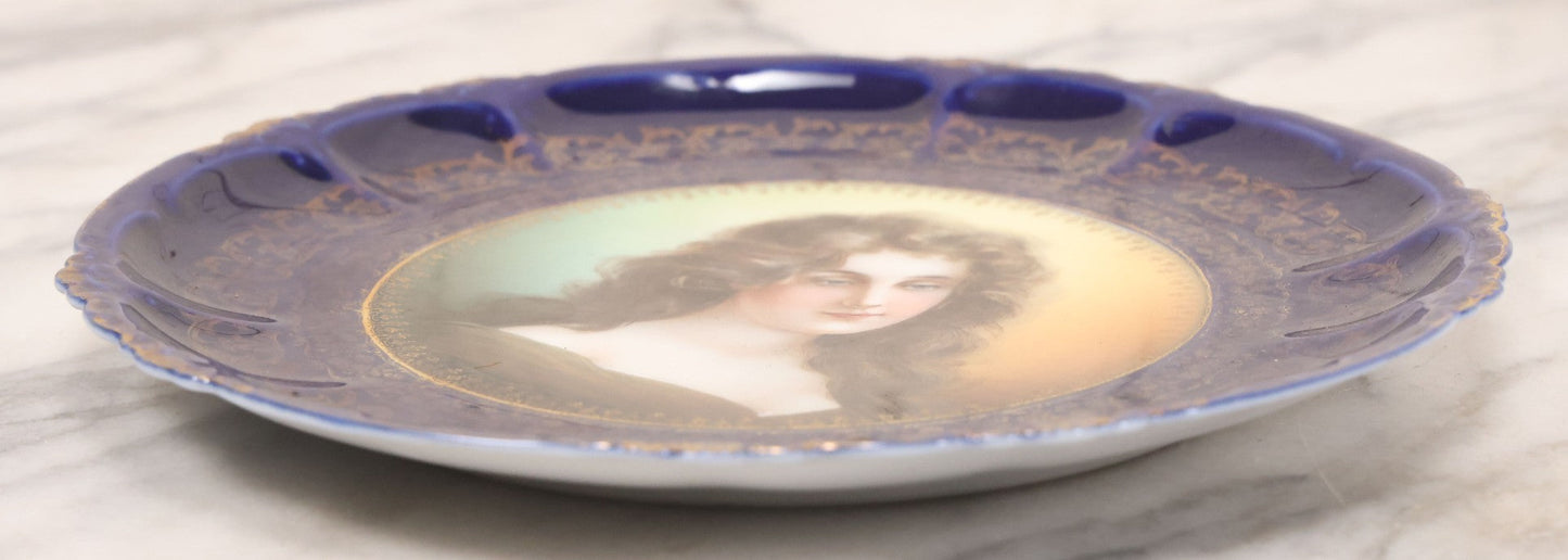Lot 073 - Antique Bavarian Porcelain Portrait Plate Featuring A Beautiful Woman, Marked “R.C. Claire Bavaria” With Rosenthal-Style Crossed Scepters Hallmark, Circa 1900, 8-1/2" Diameter