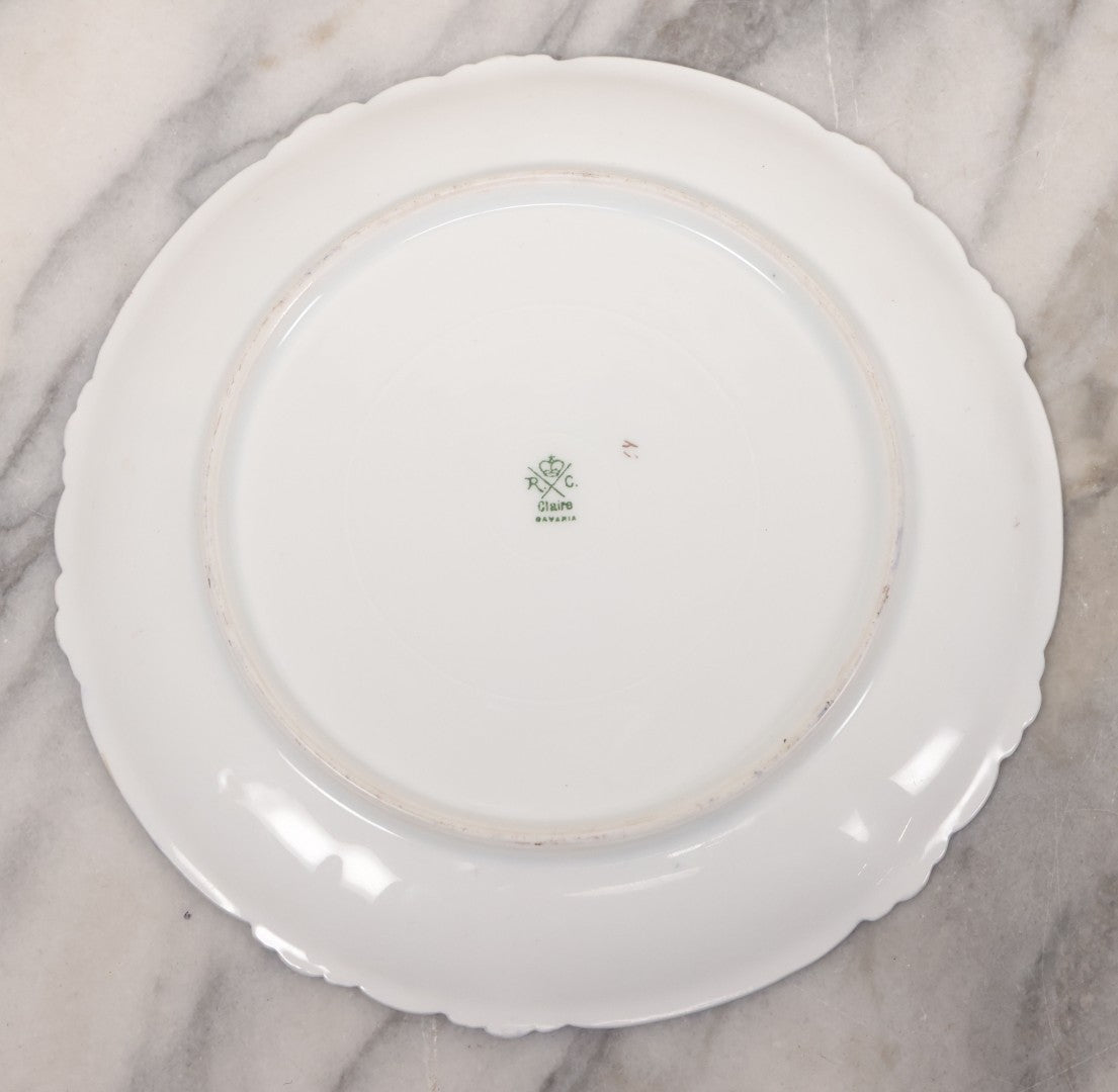 Lot 073 - Antique Bavarian Porcelain Portrait Plate Featuring A Beautiful Woman, Marked “R.C. Claire Bavaria” With Rosenthal-Style Crossed Scepters Hallmark, Circa 1900, 8-1/2" Diameter