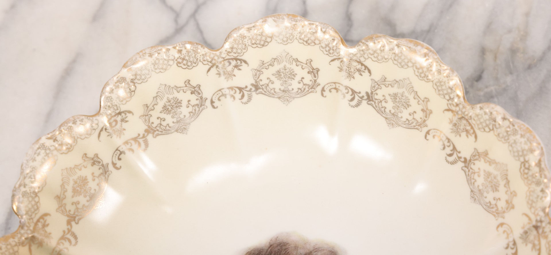 Lot 074 - Antique Bavarian Porcelain Portrait Plate Bowl Featuring A Beautiful Woman, Marked “R.C. Malmaison Bavaria” With Rosenthal-Style Crossed Scepters Hallmark, Circa 1900, 9-1/4" Diameter