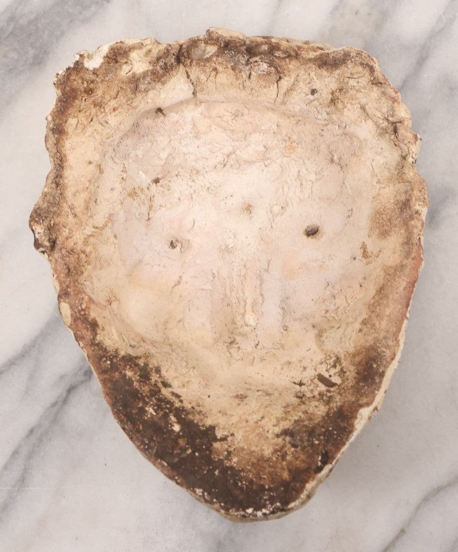 Lot 076 - Vintage Ceramic Grotesque Devil Mask With Off-White Glaze, Darkened Patina, 6-1/2" x 8-3/4"