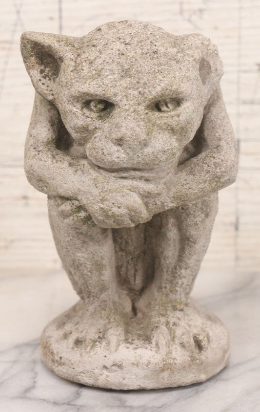 Lot 077 - Vintage Concrete Crouching Gargoyle Garden Figure Statue, 5-7/8" Height