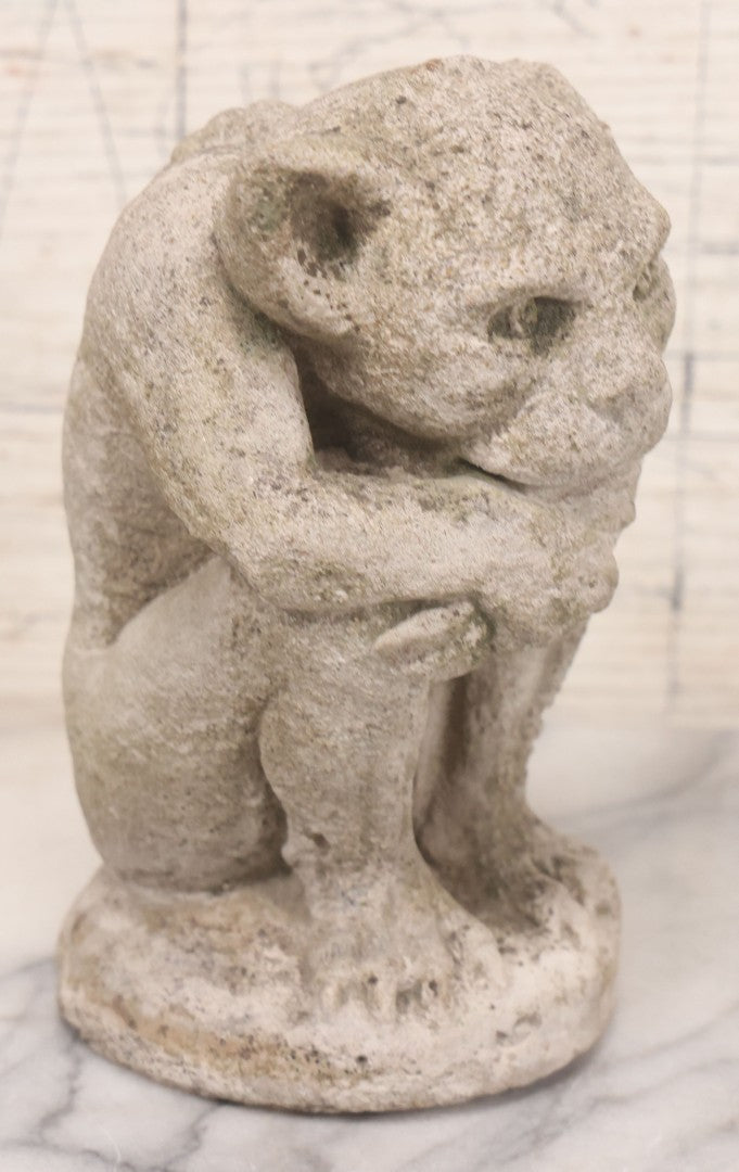 Lot 077 - Vintage Concrete Crouching Gargoyle Garden Figure Statue, 5-7/8" Height