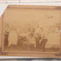 Lot 083 - Antique Boarded Photograph Of Soldier's Shaving Tent With Men Posing With Rifles, Barber, Implements And Tools, Photo By J.W. Culverhouse, " 7A The Parade, Trowbridge" Wiltshire, England, Note Photo Damaged, Losses