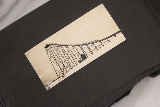 Lot 088 - Vintage Snapshot Photo Album Containing 16 Trimmed Photos Including Photos Of Giant Ski Jump And Mountain Cabin