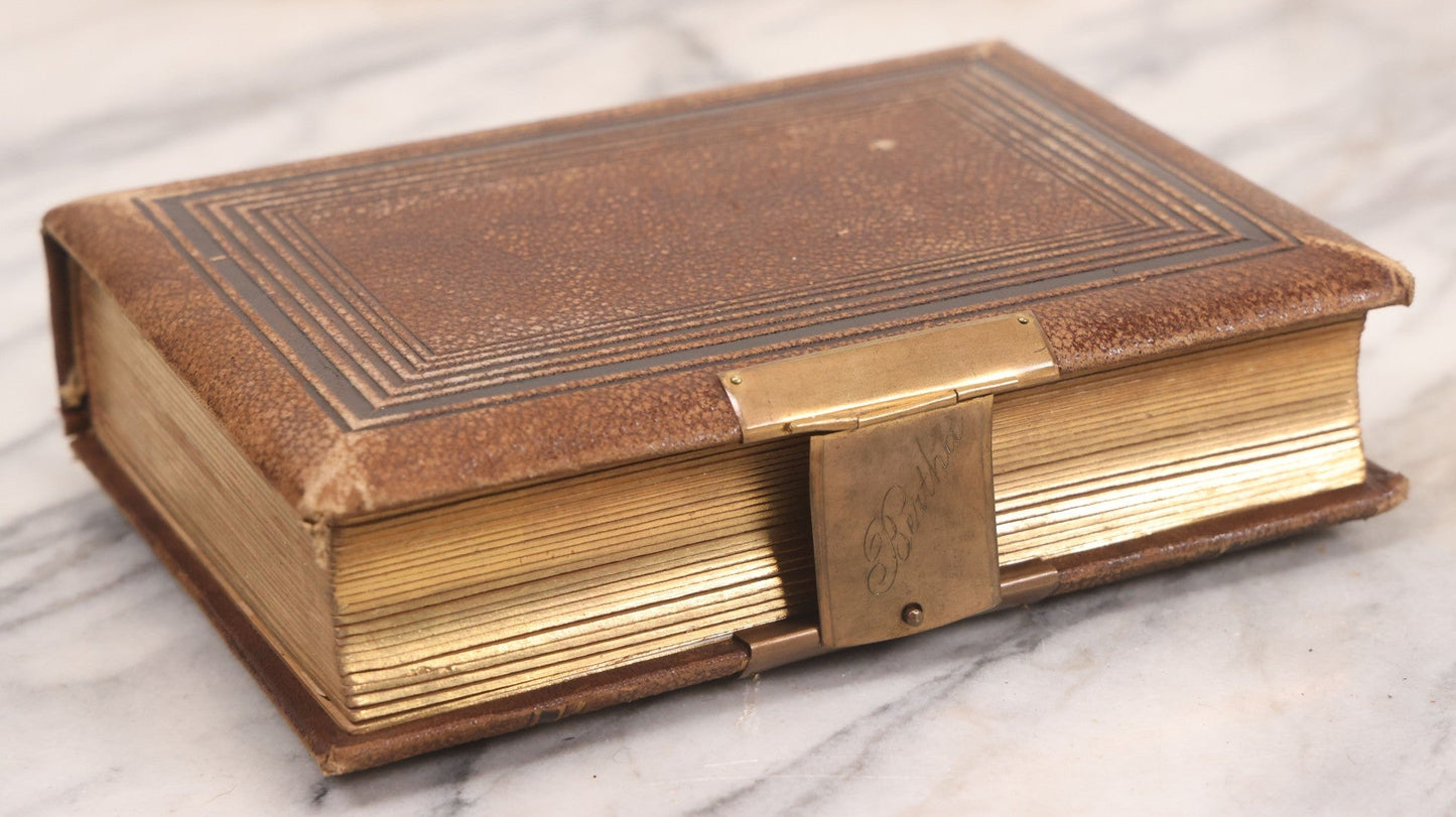 Lot 089 - Antique Leather Cabinet Card Photo Album With Engraved Metal Clasp "Bertha", Containing 6 Cabinet Card And 67 Carte De Visite C.D.V. Photos