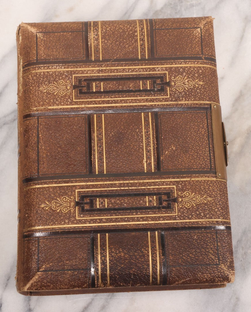 Lot 089 - Antique Leather Cabinet Card Photo Album With Engraved Metal Clasp "Bertha", Containing 6 Cabinet Card And 67 Carte De Visite C.D.V. Photos