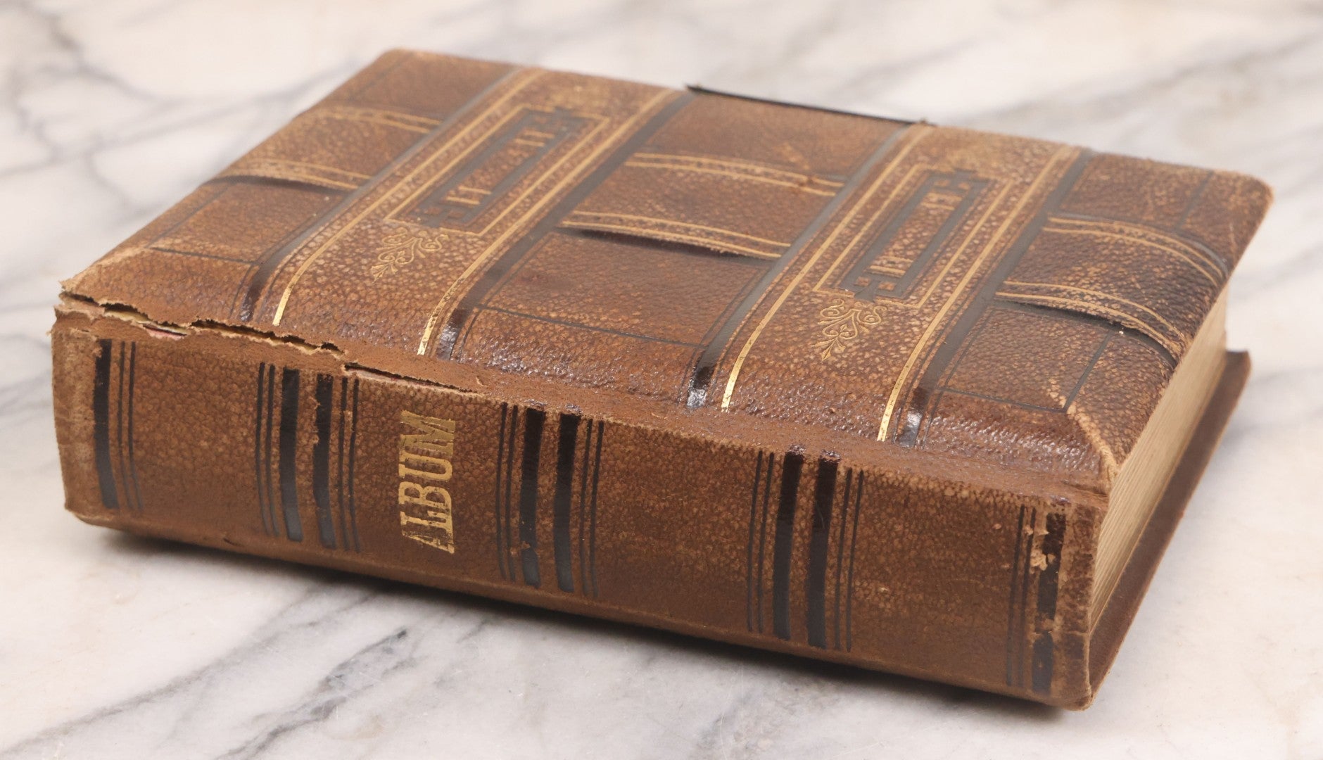 Lot 089 - Antique Leather Cabinet Card Photo Album With Engraved Metal Clasp "Bertha", Containing 6 Cabinet Card And 67 Carte De Visite C.D.V. Photos