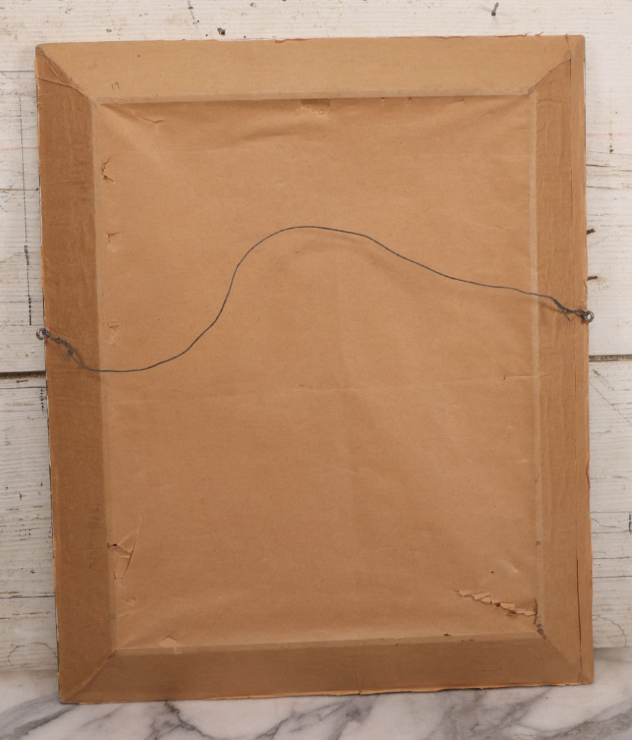 Lot 090 - Vintage Folk Art Reverse Painting On Plastic Sheet Of Nude Woman Posing With Two Nude Men In Yard With Brick Wall, Artist Signed W.N. Sloane, 1966, In Frame, 14-1/2" x 17-1/2" 