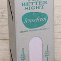 Lot 092 - Vintage Lens Clean Glasses Cleaning Tissue Paper Metal Dispenser Box, Includes 70+ Pieces Of Original Tissue, "Keeps Glasses Bright For Better Sight... Cleans Polishes Protects," Lens Clean Inc., New York