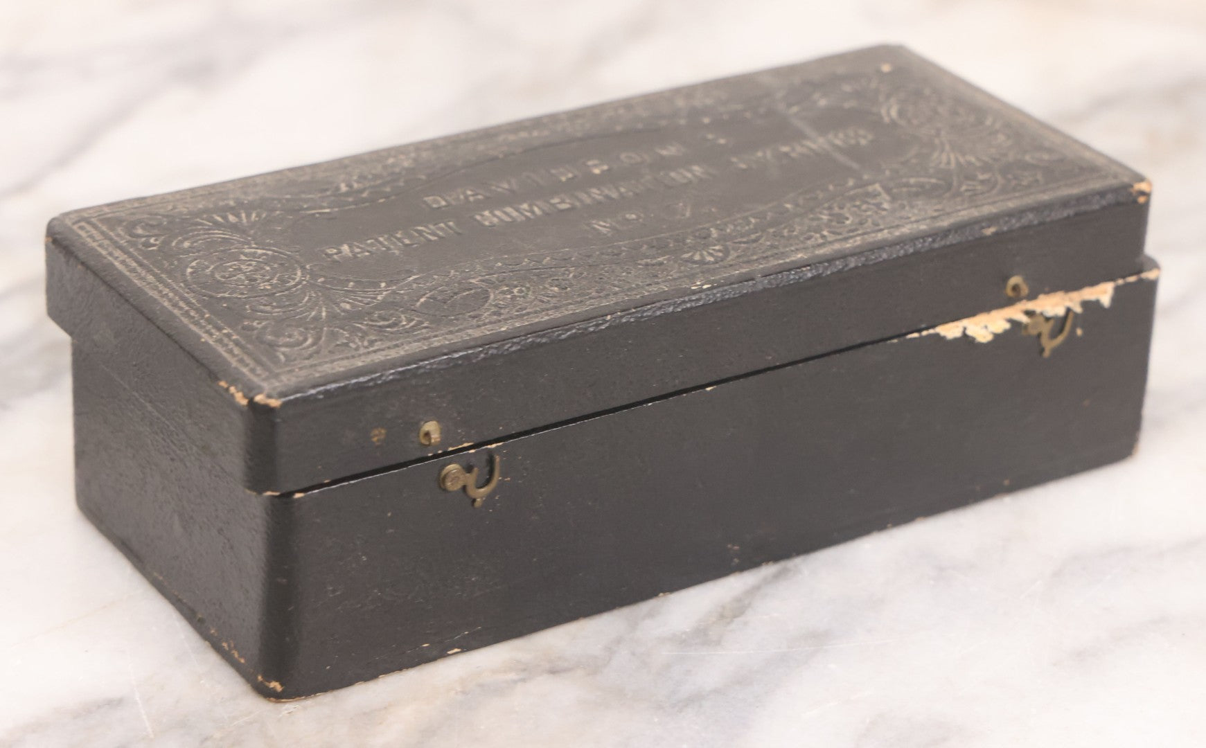 Lot 097 - Antique Medical Syringe Box For Davidson's No. 7 Combination Syringe, With Paper Label On Interior Lid, Patented 1857, Re-Issued 1865, Made By The Davidson Rubber Company, Charlestown, Massachusetts, Note Empty, Cover Detached