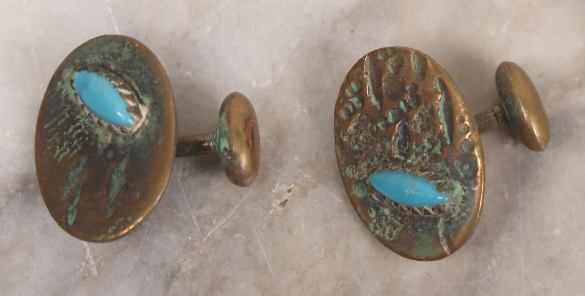 Lot 098 - Vintage Mixed Mens Cufflink Grouping With Seven Matched Pairs Including Micro Mosaic Pair, Two Pairs With Turquoise, And Others