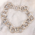 Lot 101 - Vintage Sterling Silver Chain Link Bracelet With Smooth And Hammered Links, Hallmarked, Marked 925
