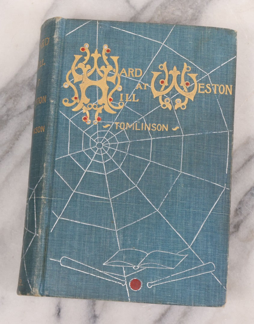 Lot 104 - Pair Of Antique Books With Spider Web Cover Designs, "Ward Hill The Senior" And "Ward Hill At Weston" Novels By Everett T. Tomlinson, A.J. Rowland, Publisher, Philadelphia, 1890s