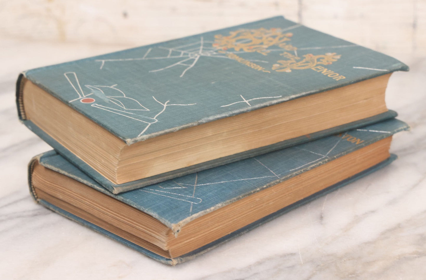 Lot 104 - Pair Of Antique Books With Spider Web Cover Designs, "Ward Hill The Senior" And "Ward Hill At Weston" Novels By Everett T. Tomlinson, A.J. Rowland, Publisher, Philadelphia, 1890s