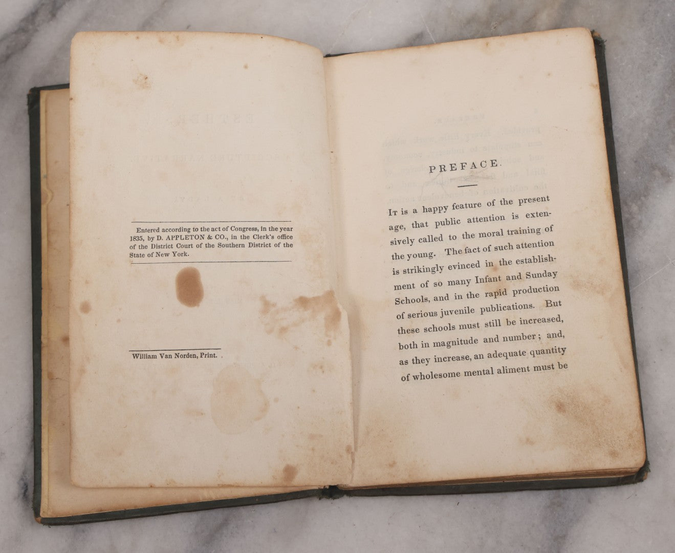 Lot 107 - "Esther: A Scripture Narrative By A Lady Together With The Original Poem" Antique Religious Book By Miss H.F. Gould (Hannah Flagg Gould), D. Appleton & Co., Publishers, New York, 1835