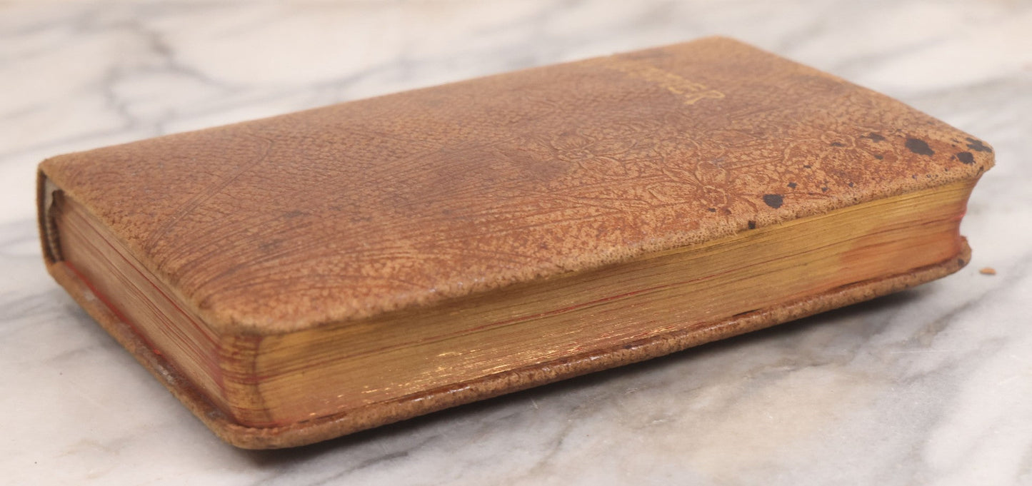 Lot 108 - Whittier's Poems Antique Poetry Book With Leather Cover, Gold Embossed Lettering And Embossed Flower Design On Covers And Spine, With Engraved Portrait Of Whittier Frontispiece, Red And Gold Fore Edge, Hurst And Company, Publishers, New York