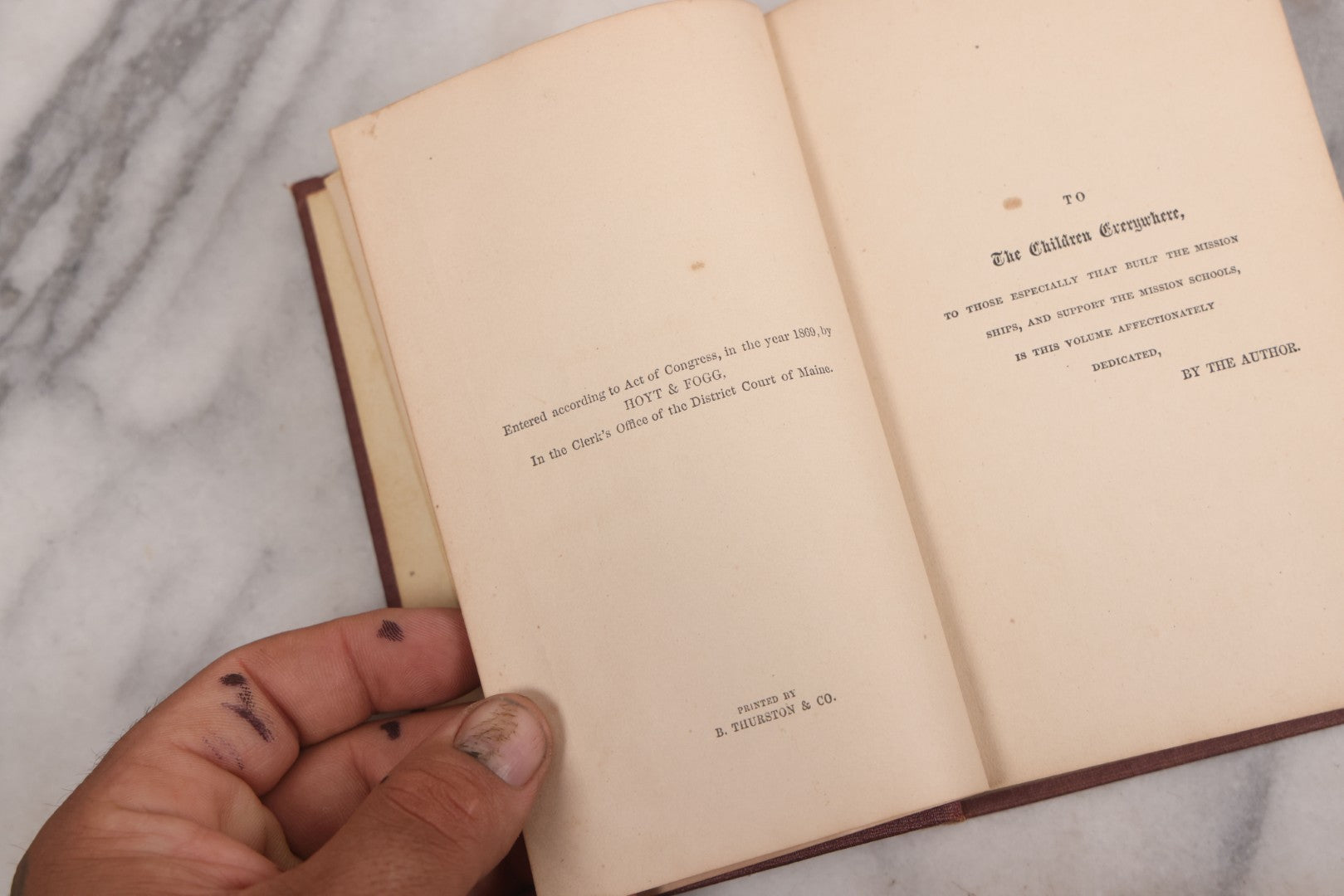 Lot 110 - "Twelve Years With The Children, Mottoes And Echoes, In Morals And Mission Work" Antique Book By W. Warren, Third Edition, Hoyt, Fogg, & Breed, Publishers, Portland, 1870