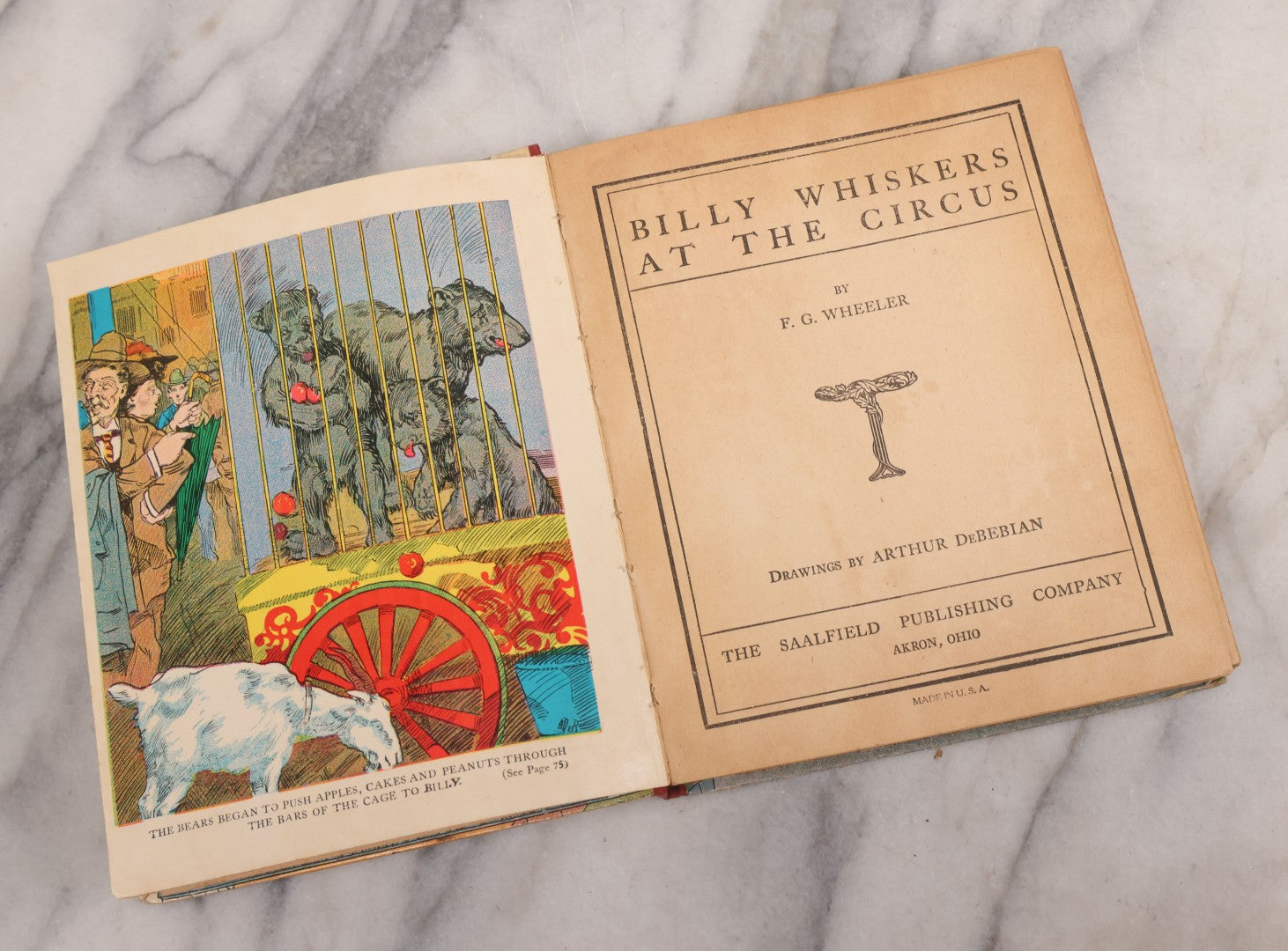 Lot 111 - "Billy Whiskers At The Circus" Antique Children's Book By F.G. Wheelser, Popular Edition, Illustrated By Arthur De Bebian, The Saalfield Publishing Company, Akron, Ohio, 1908, Note 