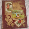 Lot 115 - Antique Victorian Scrapbook Album With Children, Flowers, Foliage On Cover Containing 50+ Pieces Including Trade Cards, Die Cuts, Calling Cards, And Other Scraps