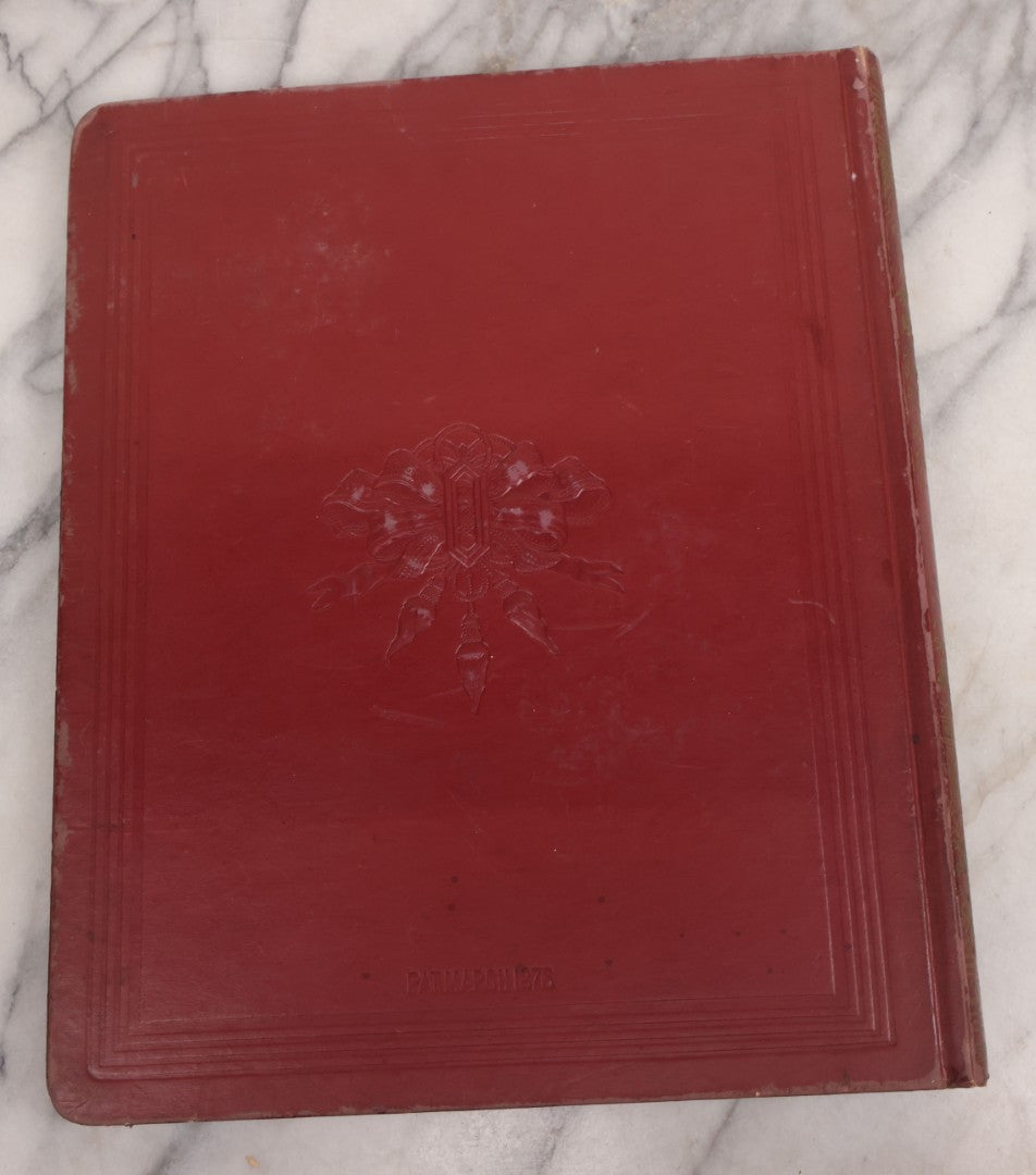 Lot 115 - Antique Victorian Scrapbook Album With Children, Flowers, Foliage On Cover Containing 50+ Pieces Including Trade Cards, Die Cuts, Calling Cards, And Other Scraps