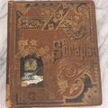Lot 116 - Antique Victorian Scrapbook Album With Cat, Other Designs On Cover Containing 100+ Pieces Including Trade Cards, Die Cuts, Calling Cards, And Other Scraps