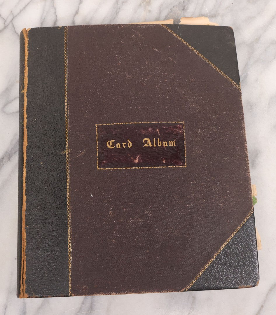 Lot 117 - Antique Victorian Scrapbook "Card Album" Containing 50+ Pieces Including Trade Cards, Die Cuts, Calling Cards, And Other Scraps